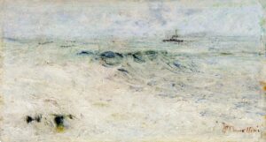 Plinio nomellini, mareggiata sulla costa ligure, 1896 ca